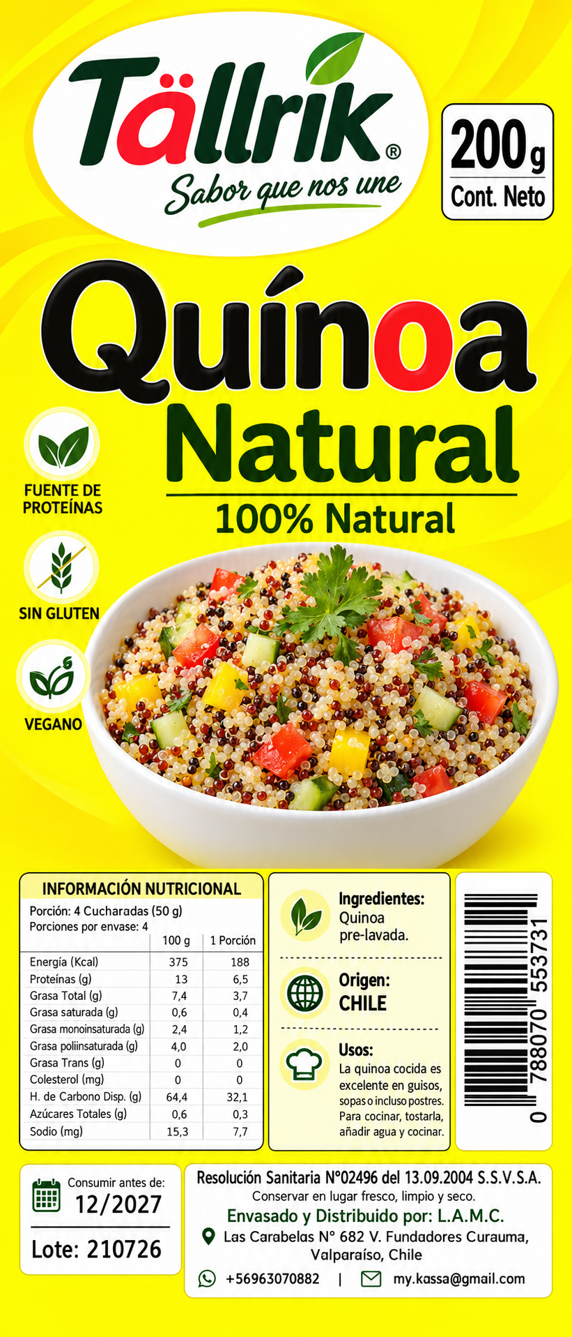 Etiqueta de Quinoa Tallrik
